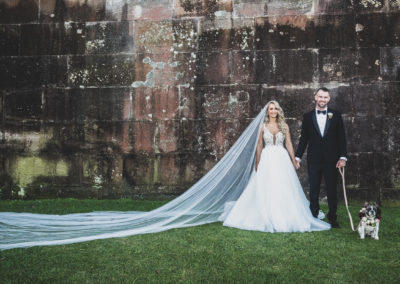 Bride and groom and their pup